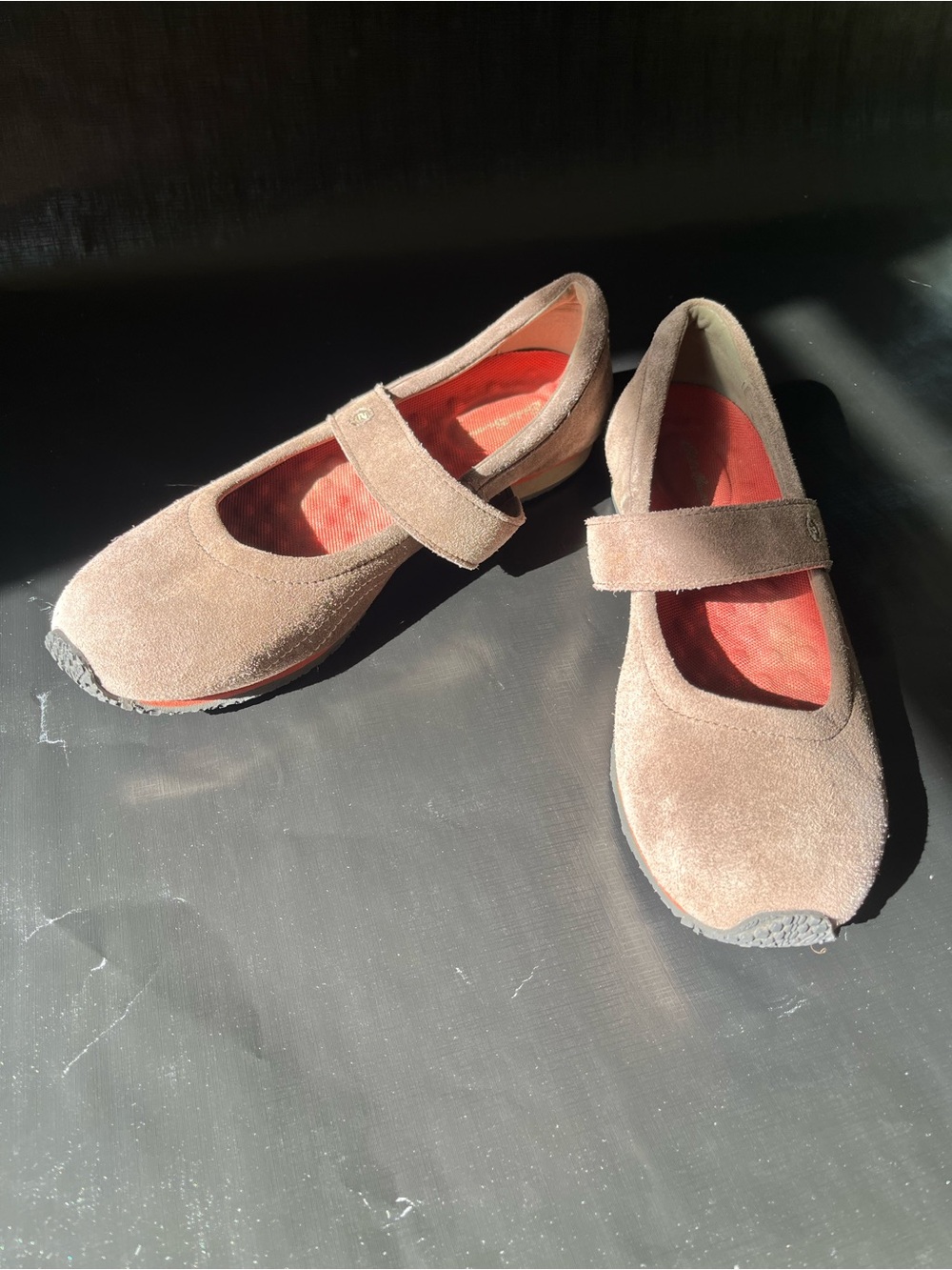 Eddie Bauer Women’s Brown Suede Mary Jane Shoes with Red Insole